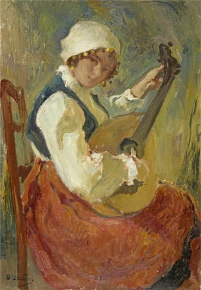 Camille Corot - Jeune Femme Jouant de la Mandoline Stock Photo