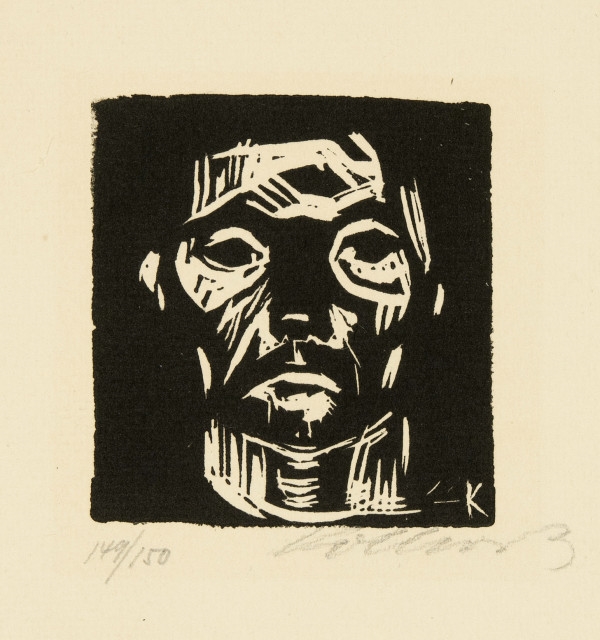 Kleiner Männerkopf ohne Hände Dritte endgültige Fassung by Käthe Kollwitz, 1922