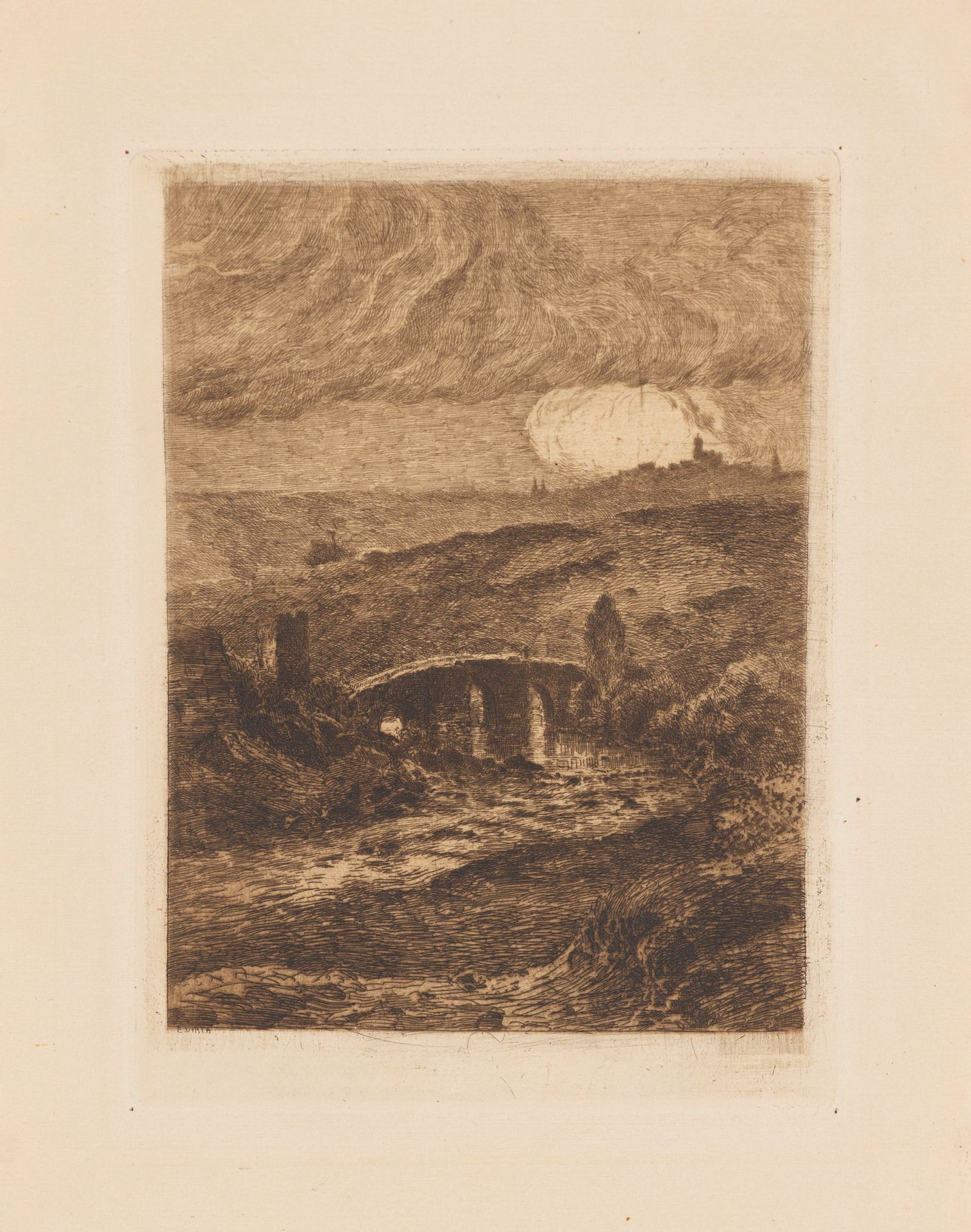 Artwork by Eugène Viala, Le hameau, Made of etching