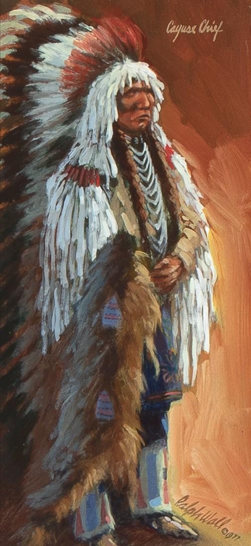 Artwork by Ralph Wall, Cayuse Chief, Made of oil on board