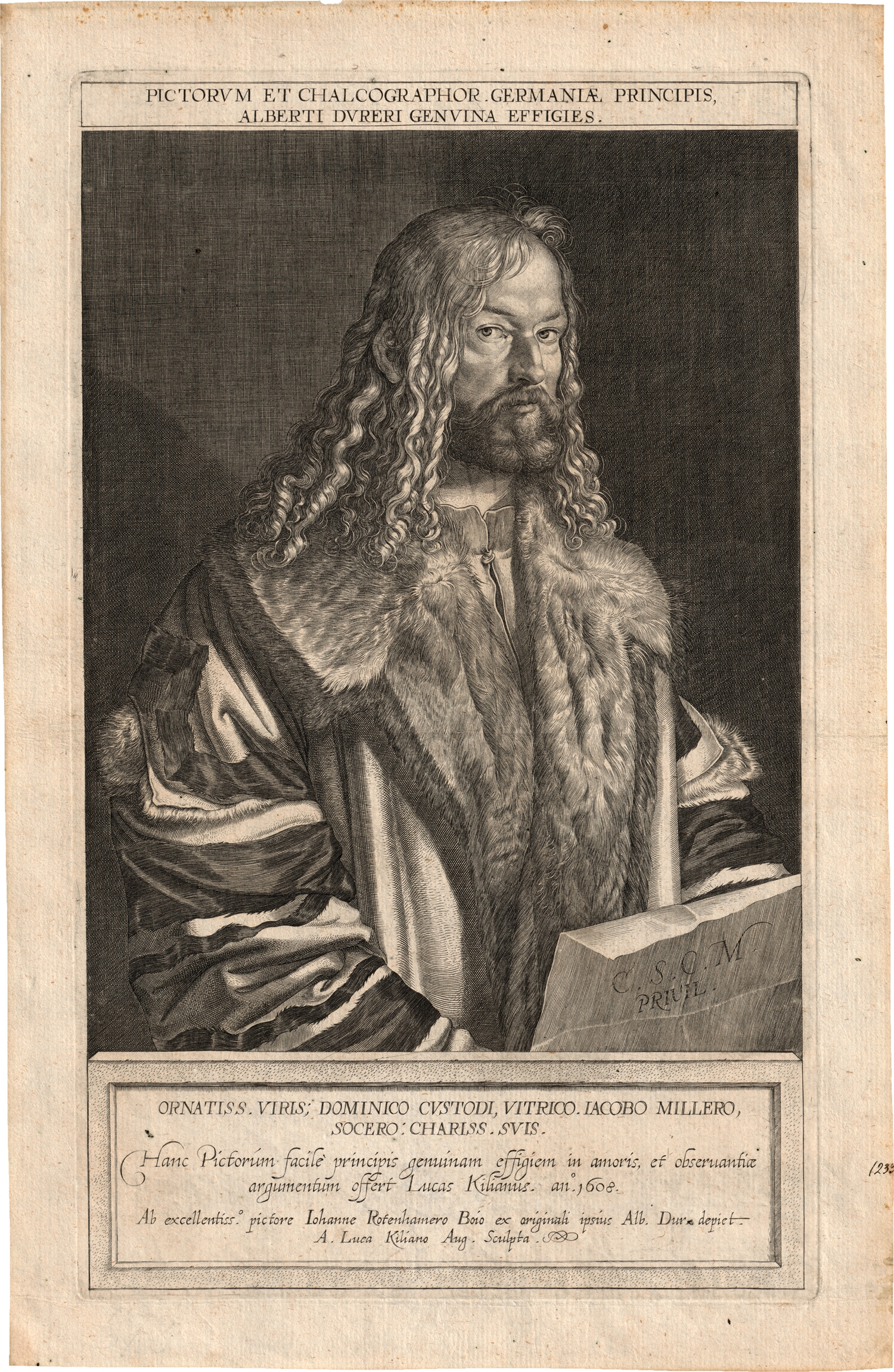 Artwork by Hans Rottenhammer I, Lucas Kilian, Bildnis Albrecht Dürers in halber Figur, Made of Engraving