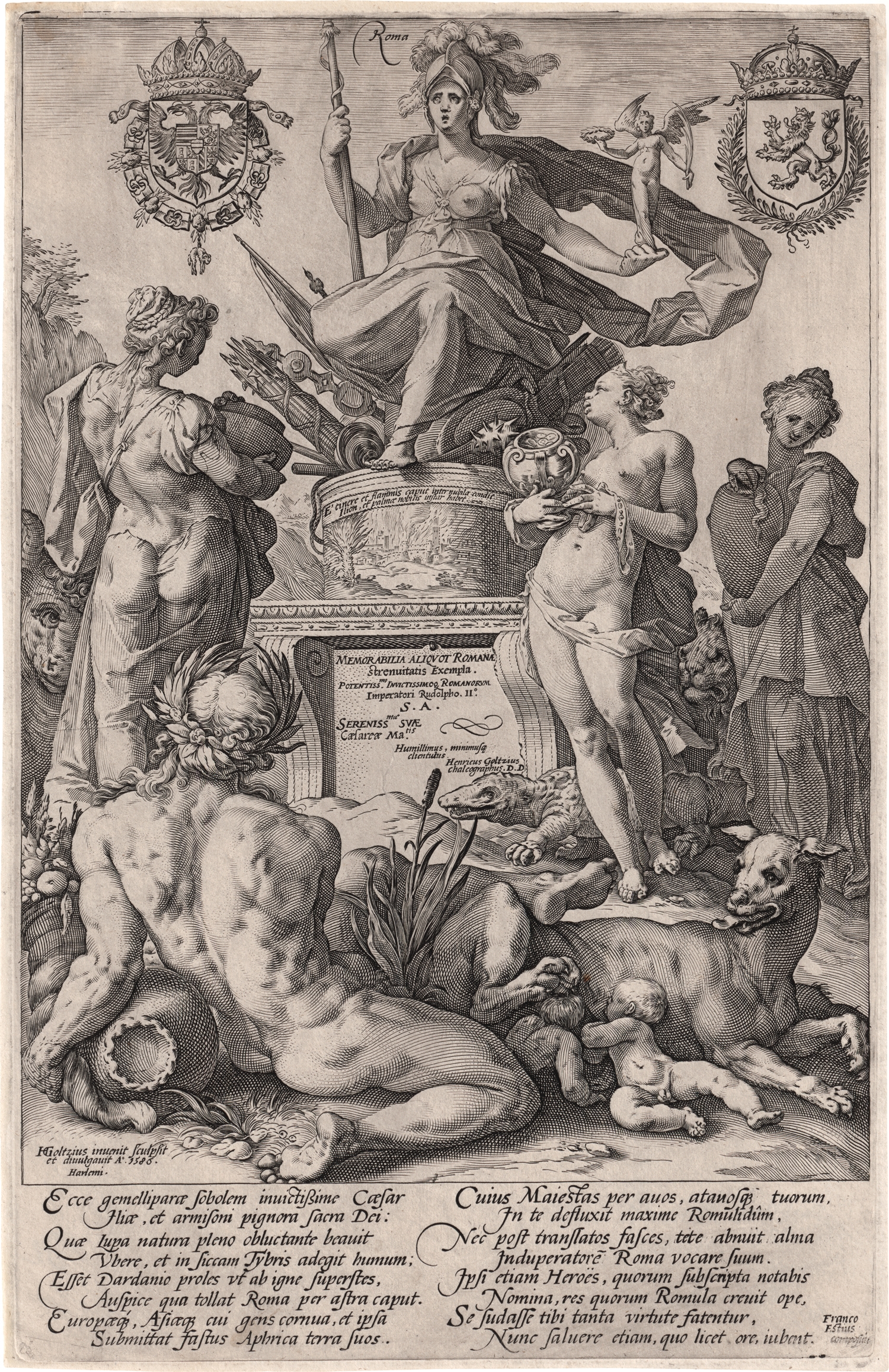 Artwork by Hendrick Goltzius, Roma - Allegorie von Rom, Made of Copper engraving