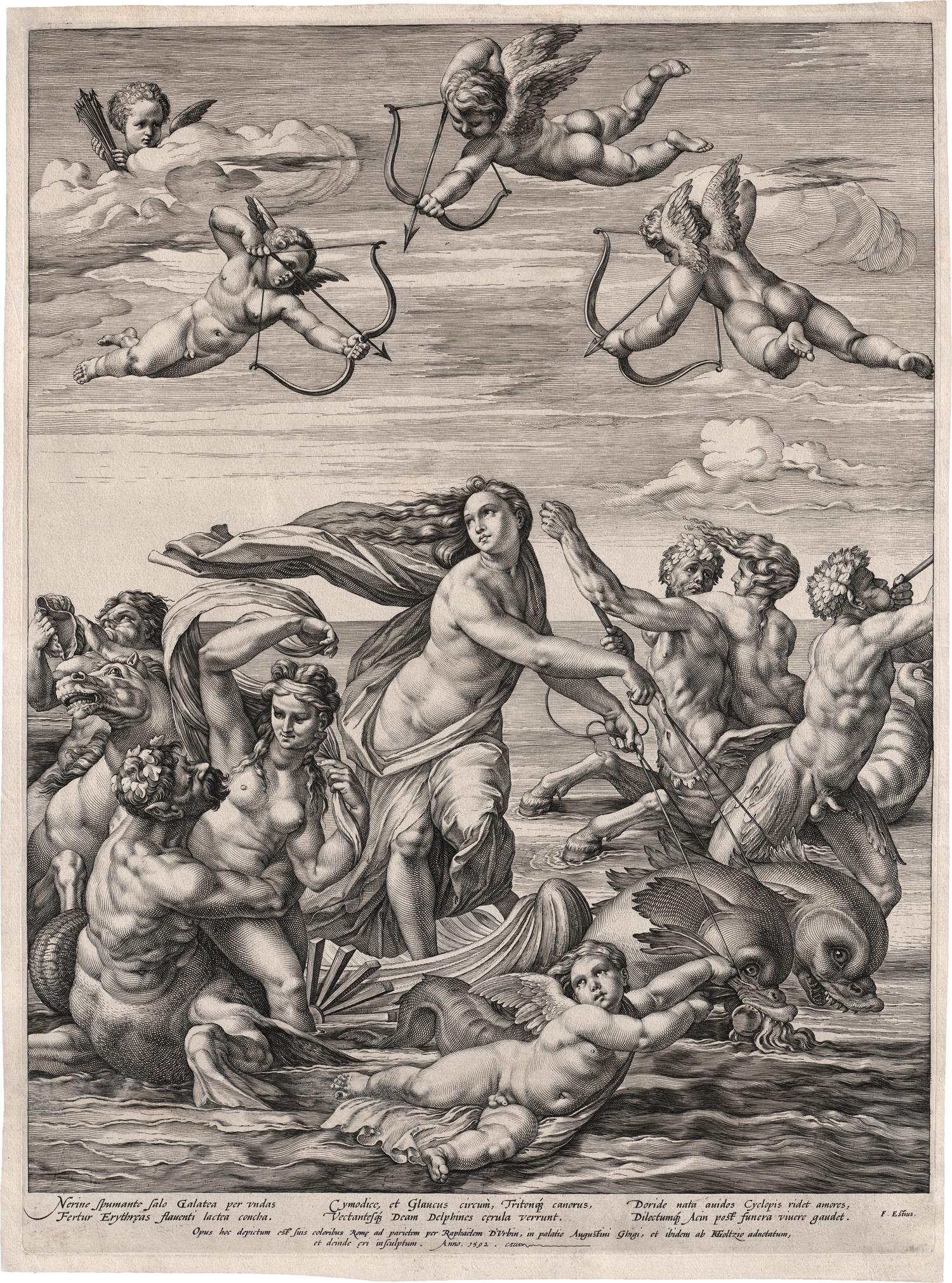 Artwork by Hendrick Goltzius, Raffaello Sanzio, Der Triumph der Galatea, Made of Engraving