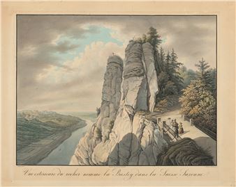 Vue extérieur du rocher nommé la Bastey dans la Suisse Saxonne (Die Bastei) - Christian Gottlob Hammer