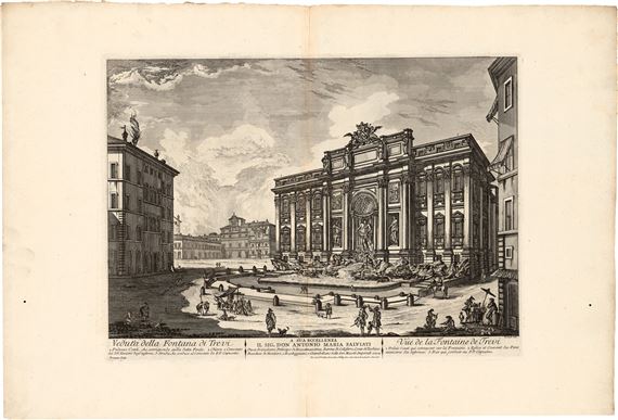 Veduta della Fontana di Trevi; Veduta della Fontana dell'Acqua Felice by Jean Barbault, 1763