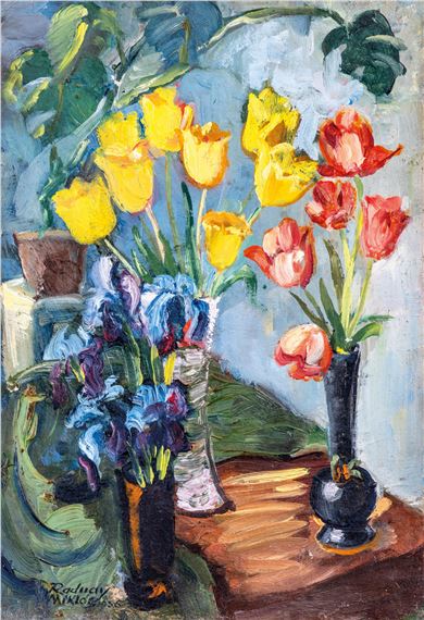 Tulipános csendélet by Miklós Radnay-Rózsay Muraközi, 1936