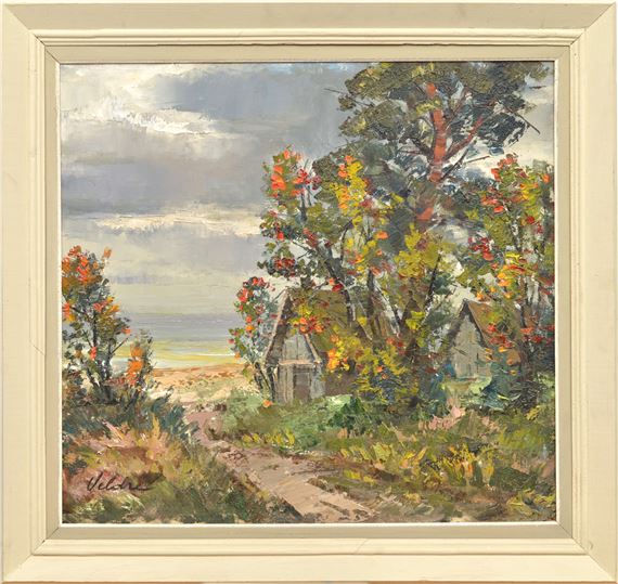 Autumn in a fishing village by Harijs Veldre, Second half of 20th century