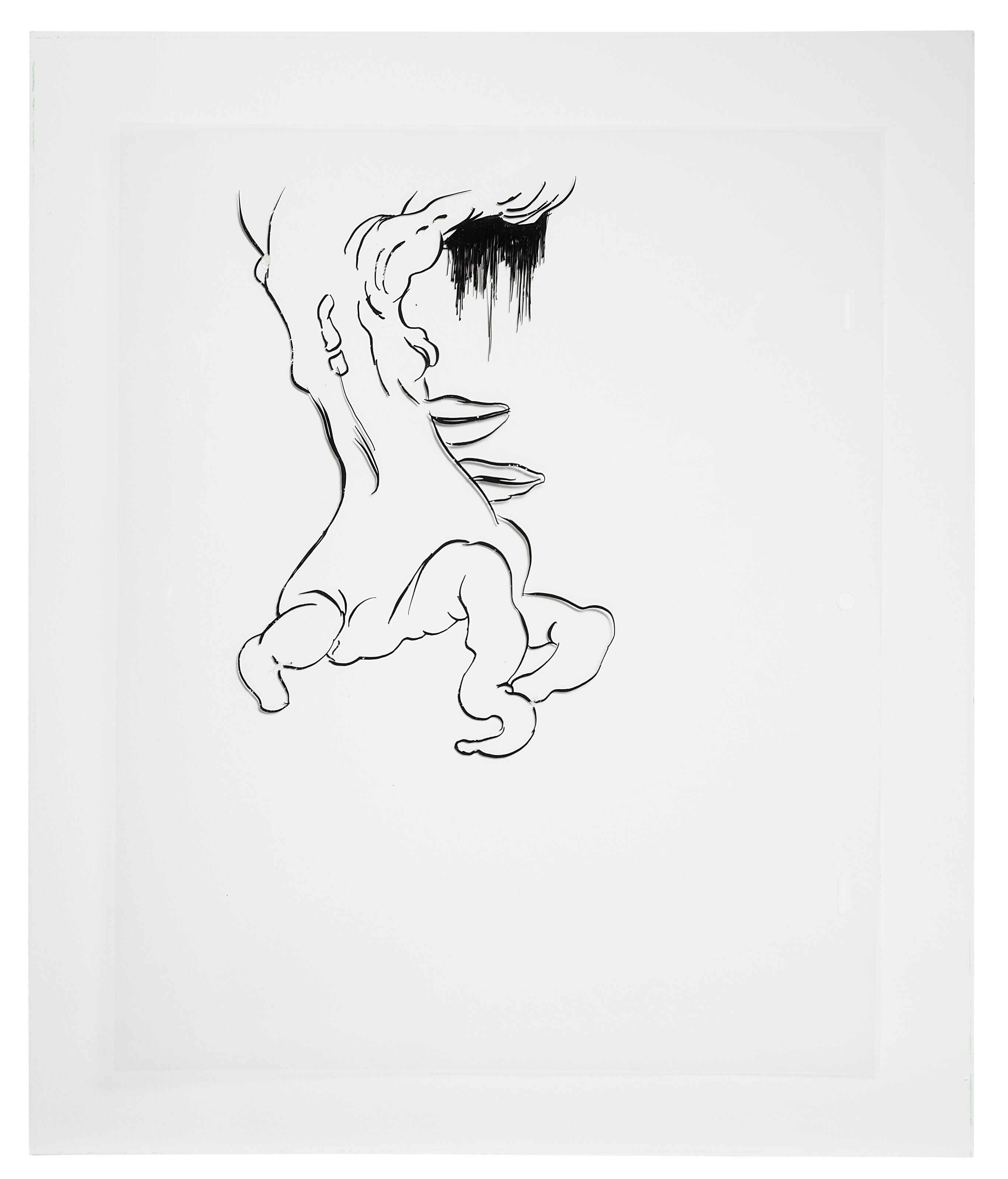 Artwork by Peter Wächtler, Senza titolo (Far Out), Made of INK ON CLEAR CELLULOID LAID DOWN ON CARDBOARD