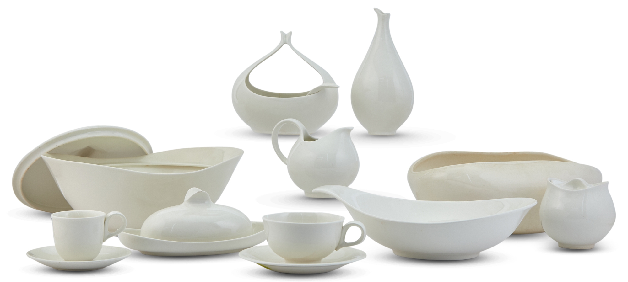 Artwork by Eva Zeisel, Assembled Eva Zeisel Porcelain Dinner Service, Made of Porcelain