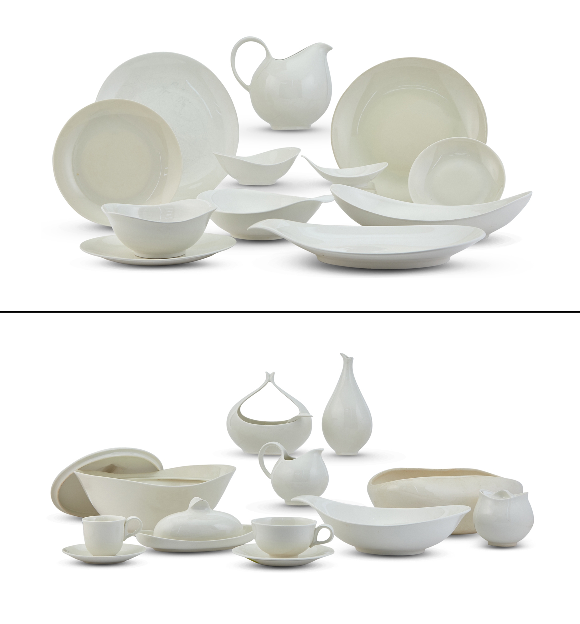 Artwork by Eva Zeisel, Assembled Eva Zeisel Porcelain Dinner Service, Made of Porcelain