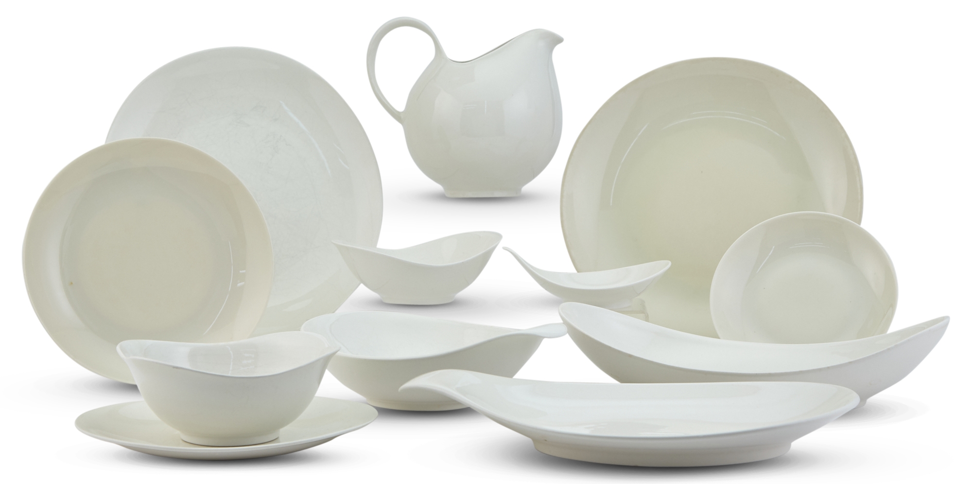 Artwork by Eva Zeisel, Assembled Eva Zeisel Porcelain Dinner Service, Made of Porcelain
