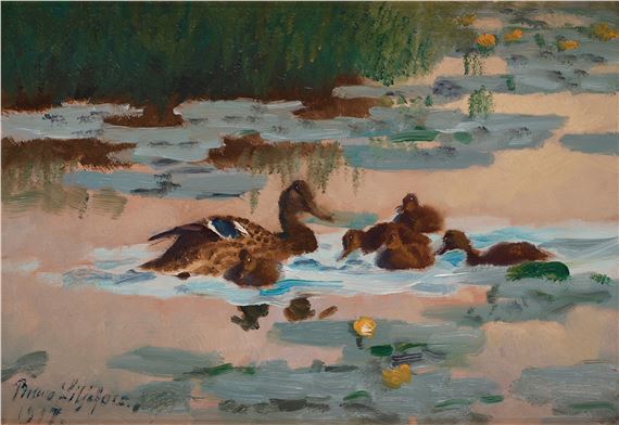 Mallard family by Bruno Liljefors, dated 1917
