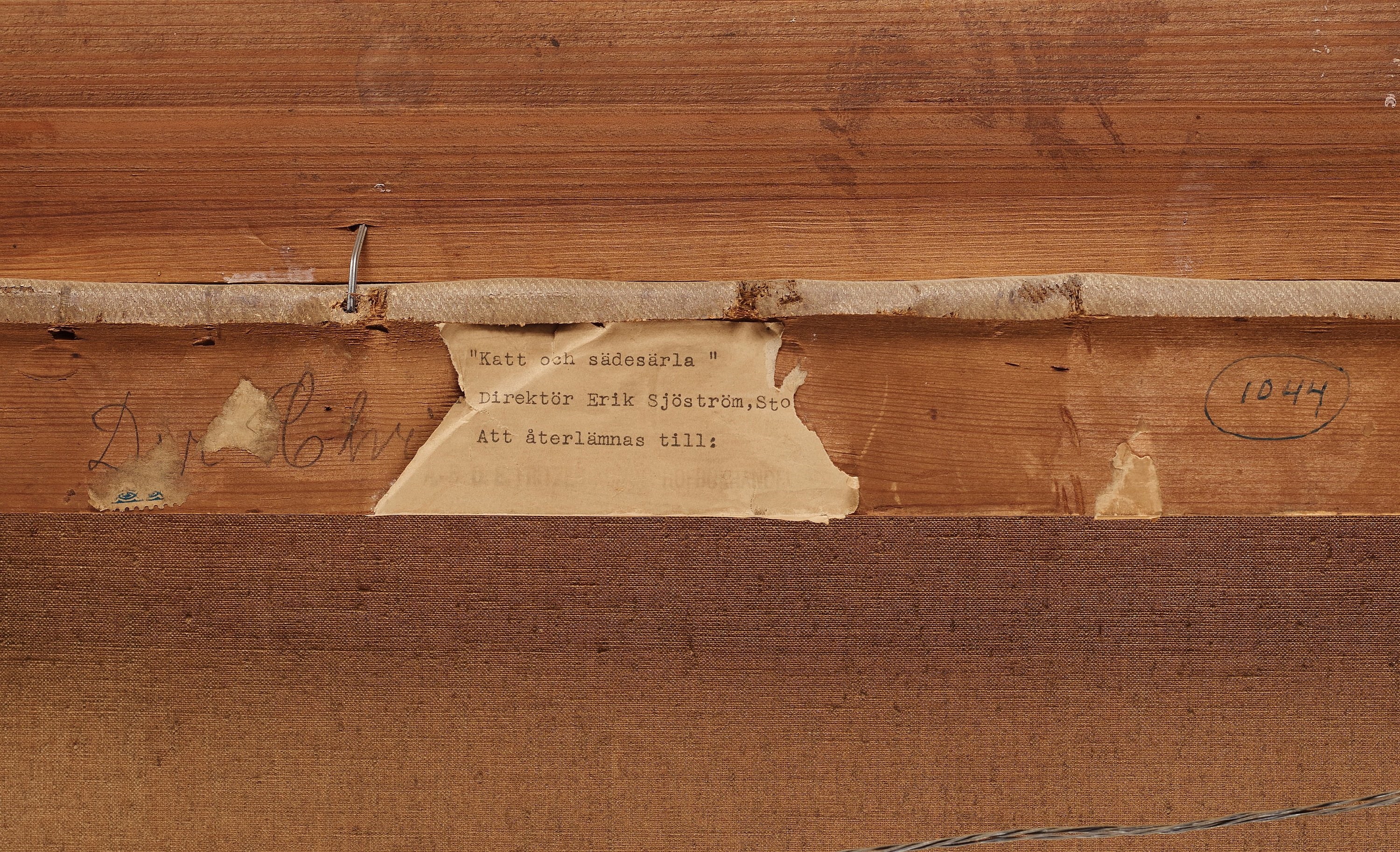 Artwork by Bruno Liljefors, "Katt och sädesärla" (Cat with wagtail), Made of Canvas