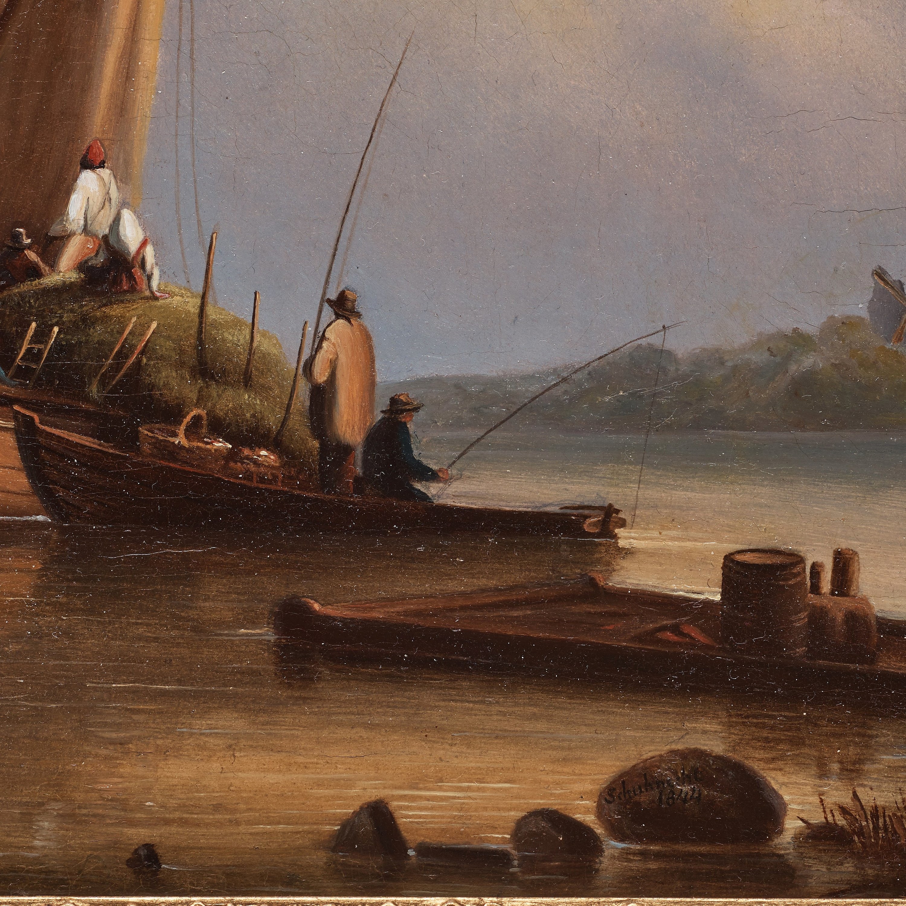 Artwork by Joseph Magnus Stäck, "Fiskare i Stockholms Skären", Made of Canvas