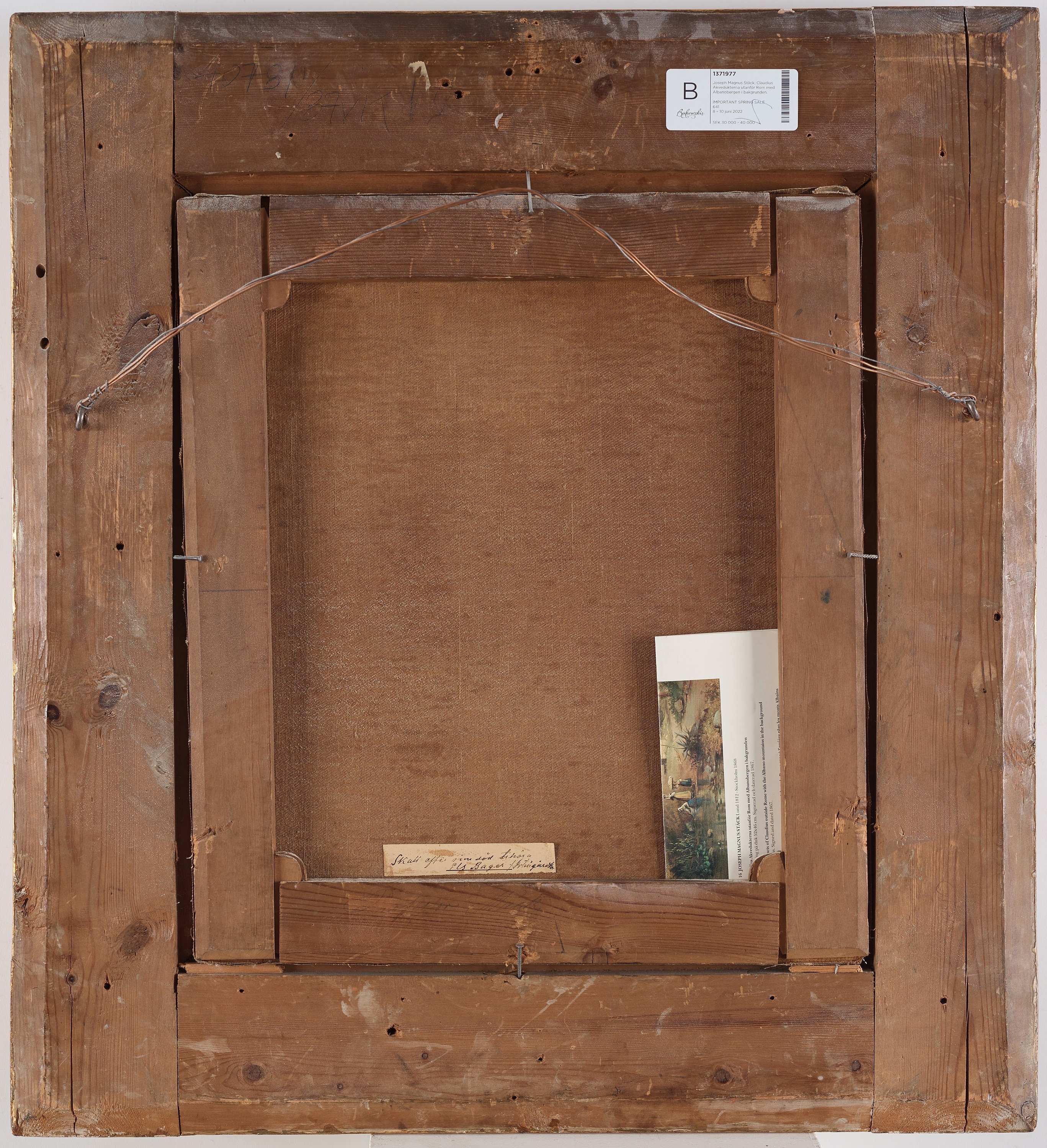 Artwork by Joseph Magnus Stäck, ”Aquaedukter på Campagnan”(The Aqueducts of Claudius outside Rome with the Albano mountains in the background), Made of Canvas