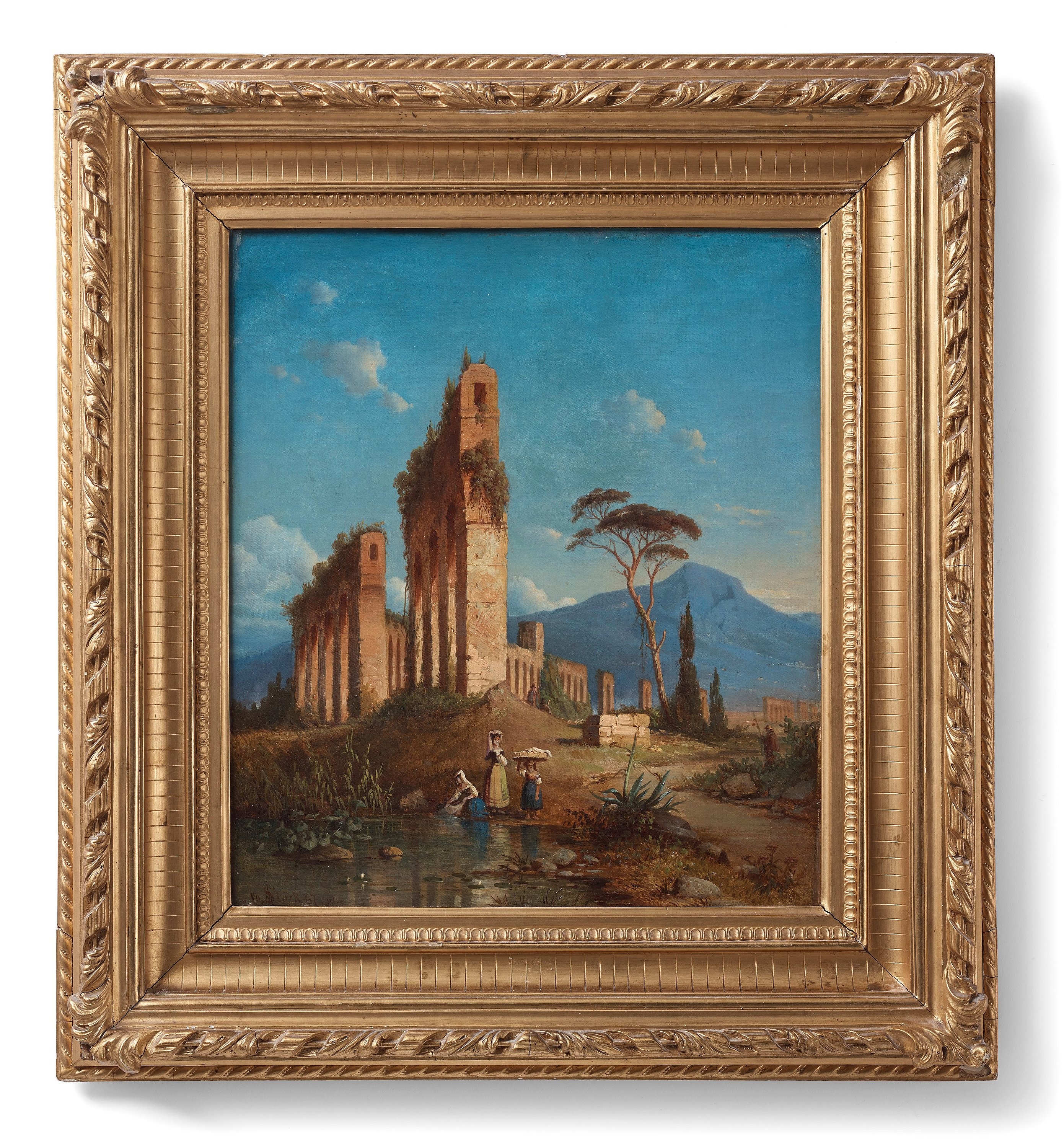 Artwork by Joseph Magnus Stäck, ”Aquaedukter på Campagnan”(The Aqueducts of Claudius outside Rome with the Albano mountains in the background), Made of Canvas