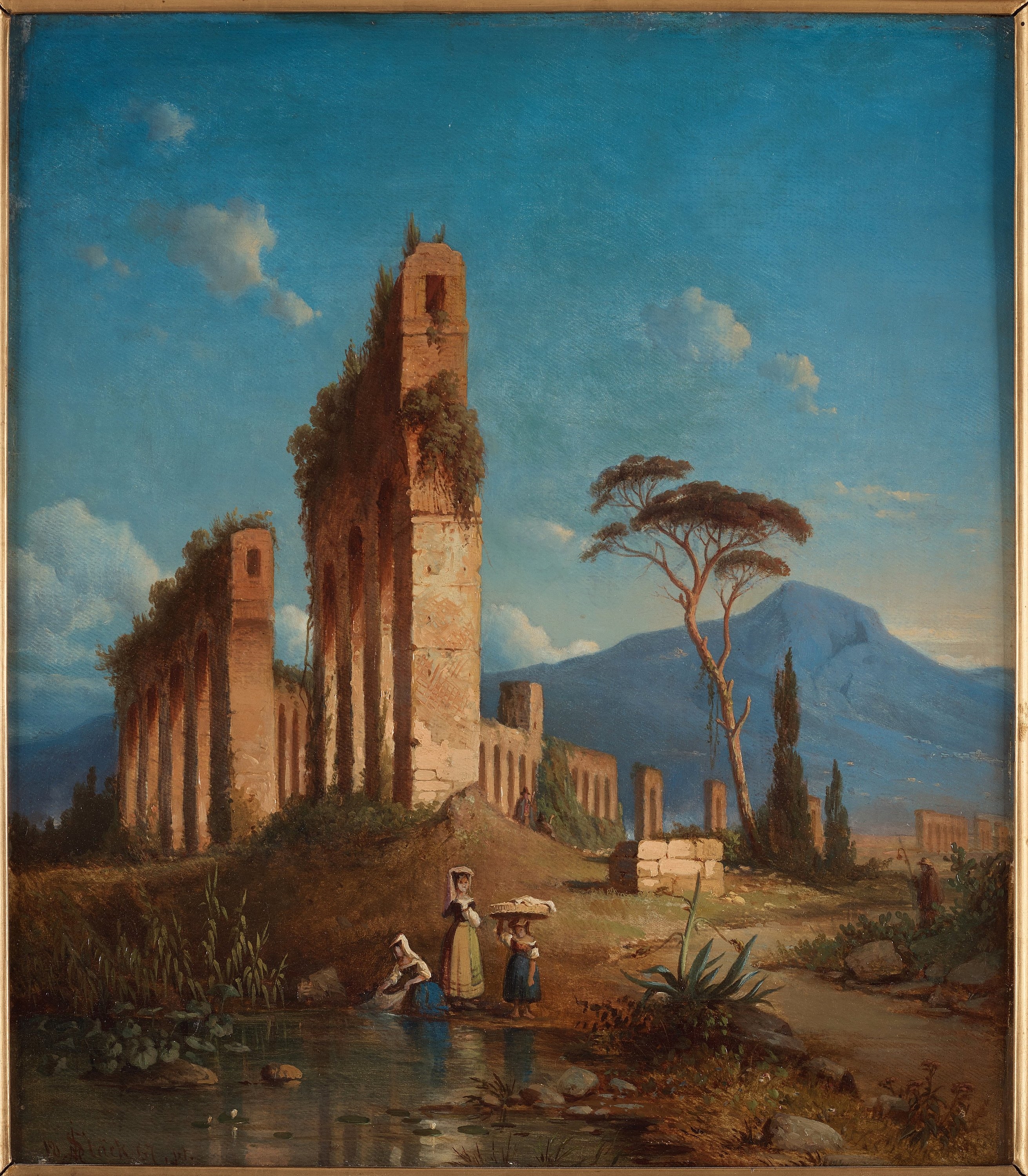 Artwork by Joseph Magnus Stäck, ”Aquaedukter på Campagnan”(The Aqueducts of Claudius outside Rome with the Albano mountains in the background), Made of Canvas