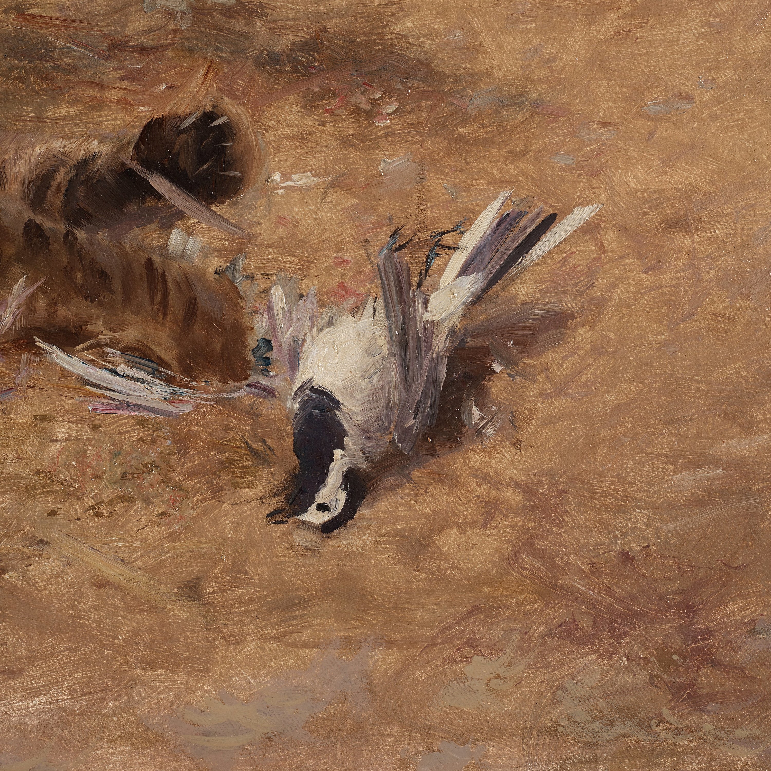 Artwork by Bruno Liljefors, "Katt och sädesärla" (Cat with wagtail), Made of Canvas