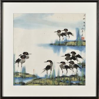 Birds near a pond - Fang Eqin