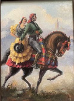 Couple of gypsies on horseback - Zuniqa Crilla