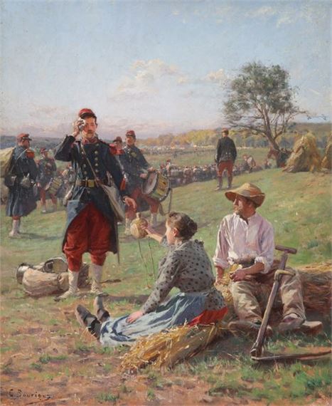 The halt of the infantrymen during the harvest by Paul-Émile Boutigny