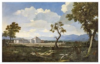 Paysage de Vénétie : vues des jardins d'une villa - Jacob de Heusch