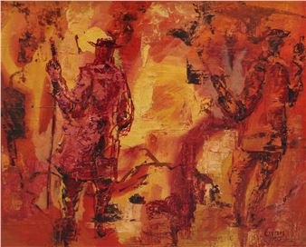 "Two figures wearing Hats" - Alfred Ewan