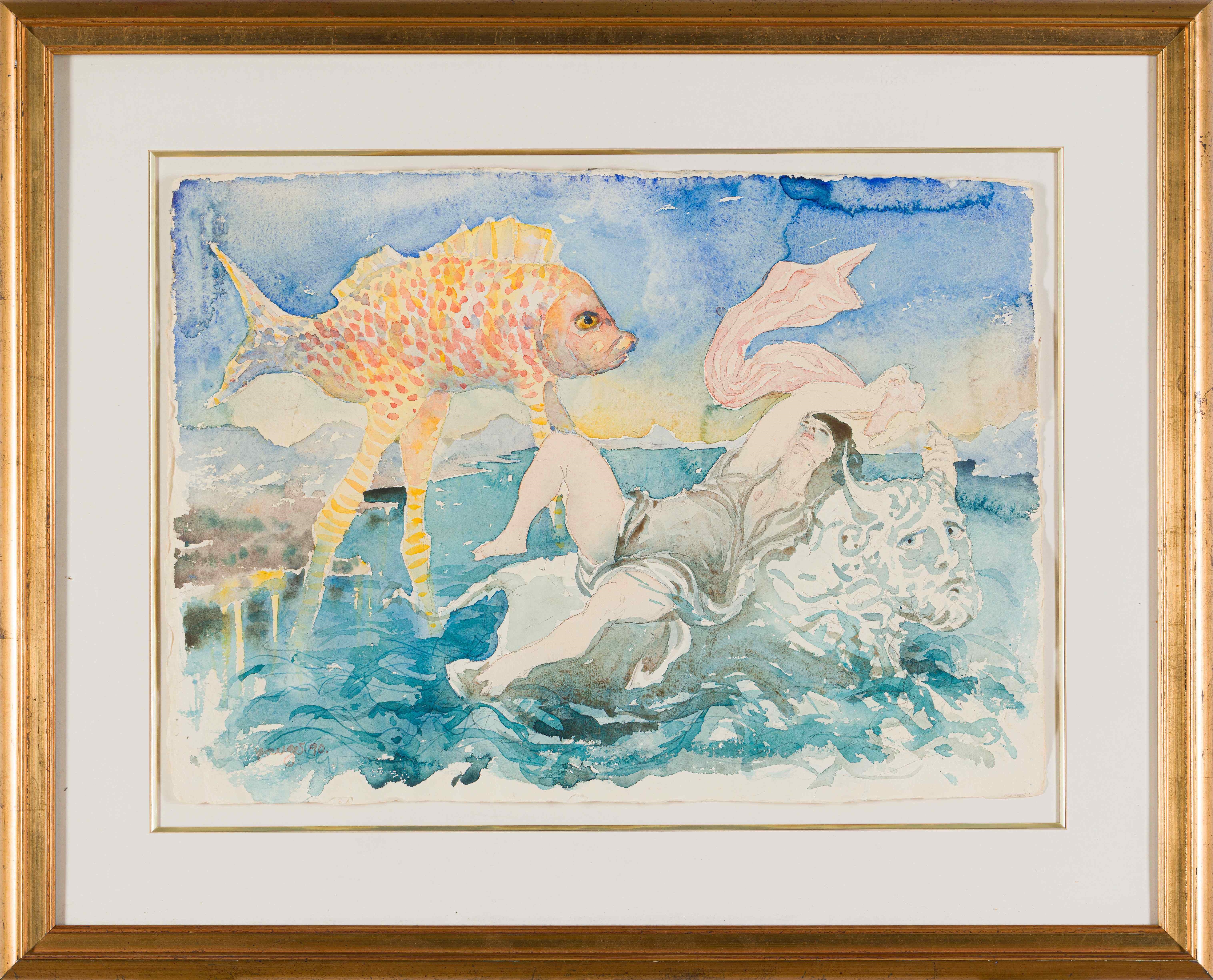 Artwork by Braam Kruger, The Rape of Europa, Made of watercolour on paper