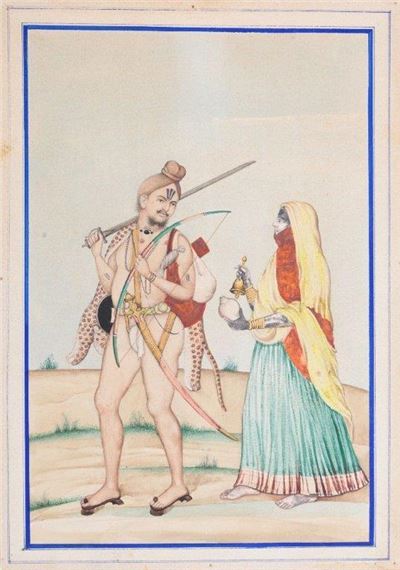 Sadhu and female companion by Bishan Singh, circa 1870