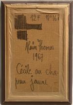 Artwork by Alain Thomas, Cécile au chapeau jaune, Made of oil on isorel