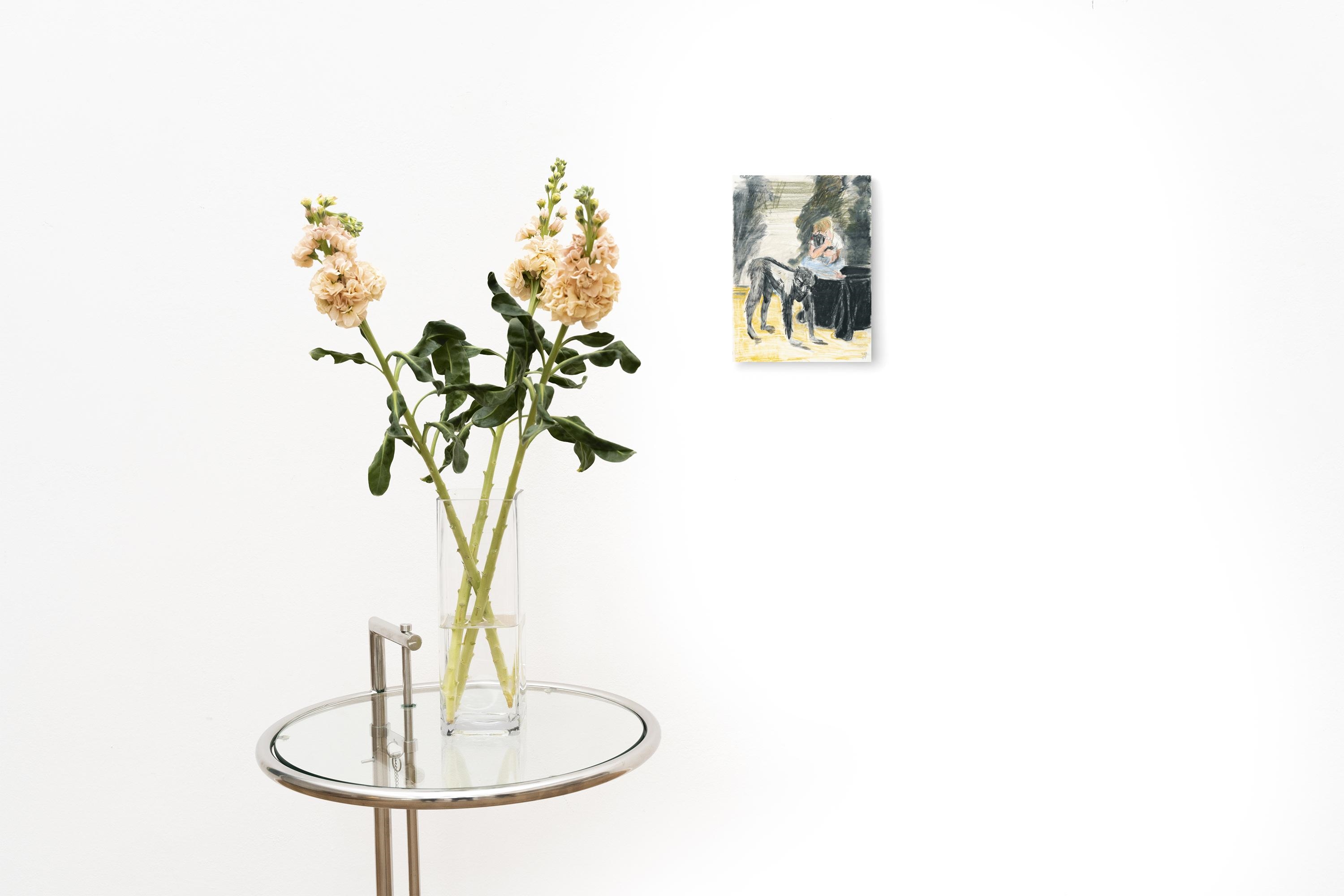 Artwork by Rosa Loy, “C󾱳”, Made of Chalk and coloured pen on cardboard