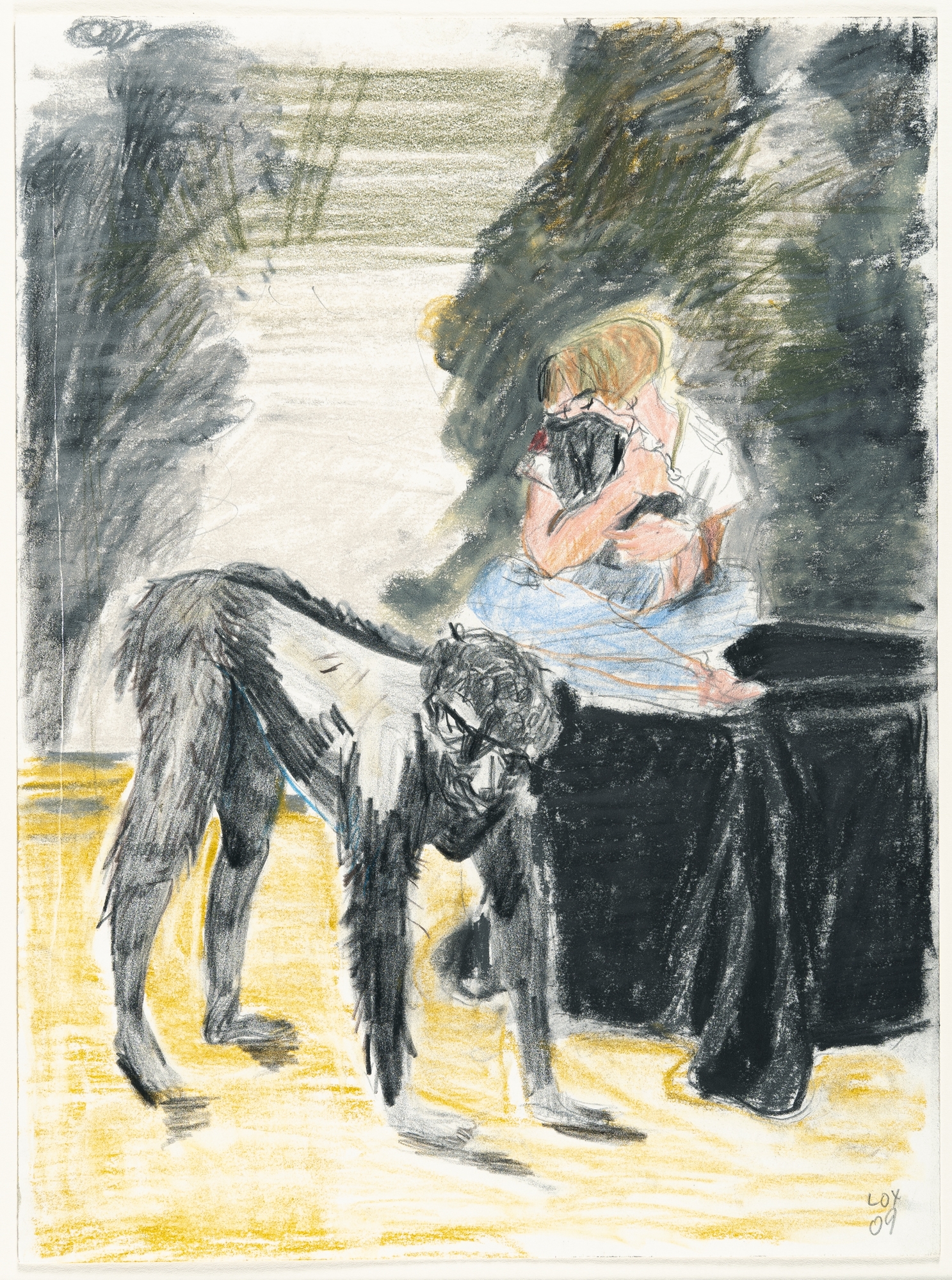 Artwork by Rosa Loy, “C󾱳”, Made of Chalk and coloured pen on cardboard