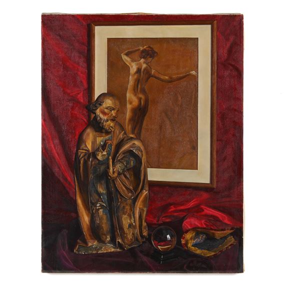 Still Life with Crystal Ball by Luigi Lucioni, dated 1935