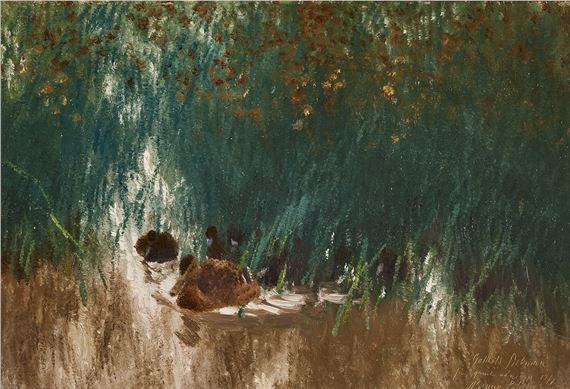 Gräsandshona med följe i vassen by Bruno Liljefors, 1913