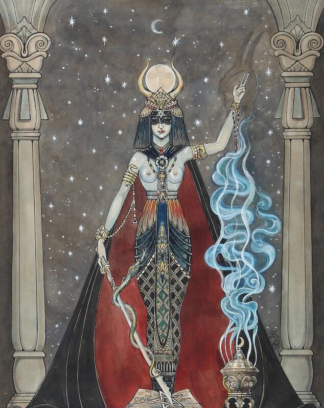 Artwork by Franz Sedivy II, La papesse noir, Made of Gouache and pen on paper