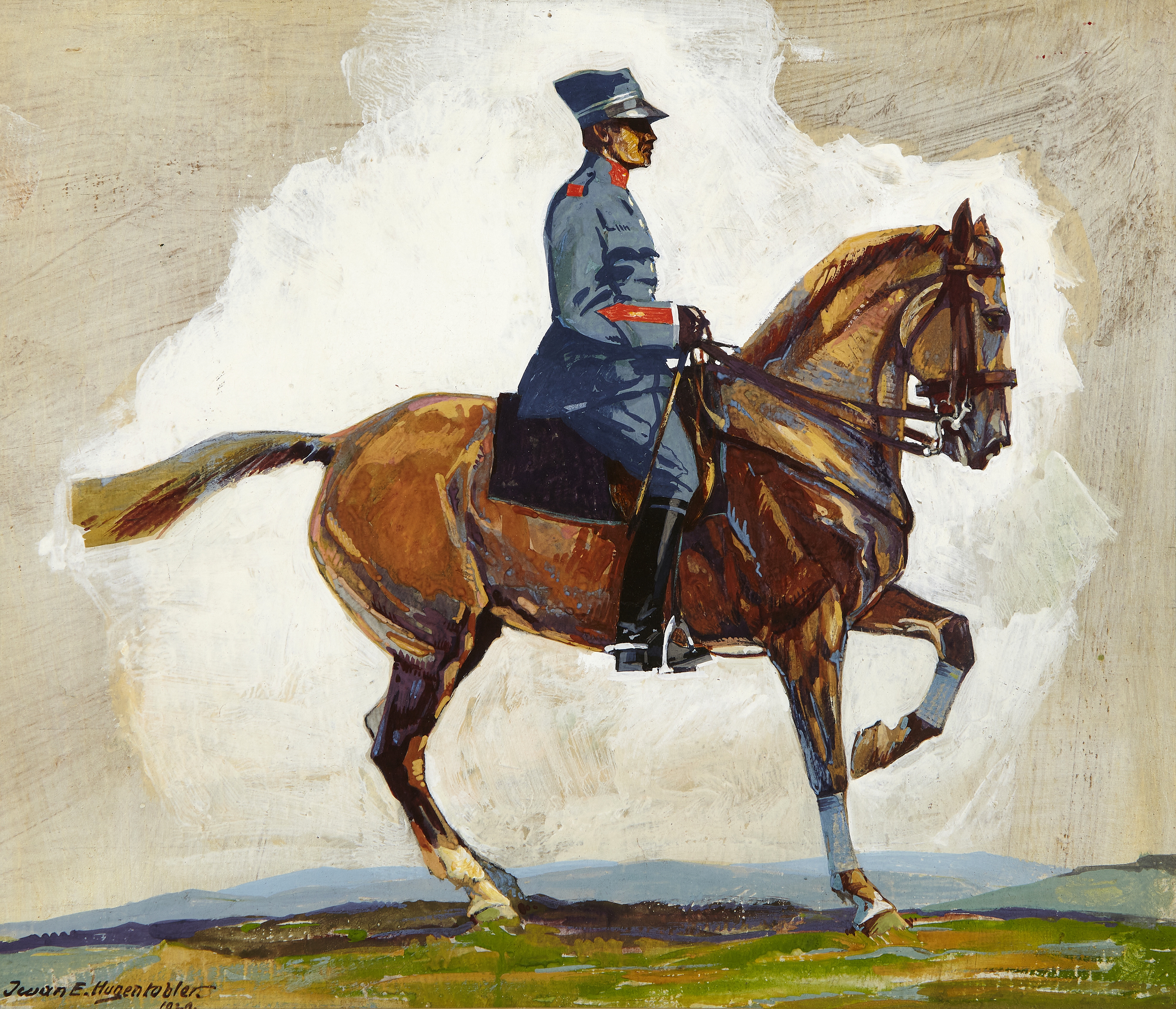 Artwork by Iwan Edwin Hugentobler, Offizier zu Pferd, Made of oil on canvas