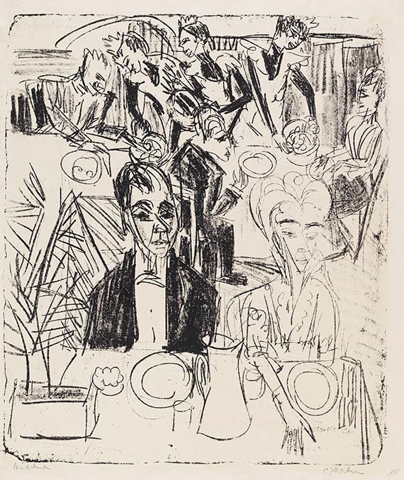 Artwork by Ernst Ludwig Kirchner, Dinertafel-Sanatorium, Made of Lithograph