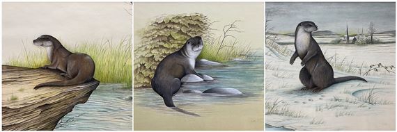 'Winter Otter'; 'Summer Otter'; 'Autumn Otter' by Eric Peake, dated 1984-1985