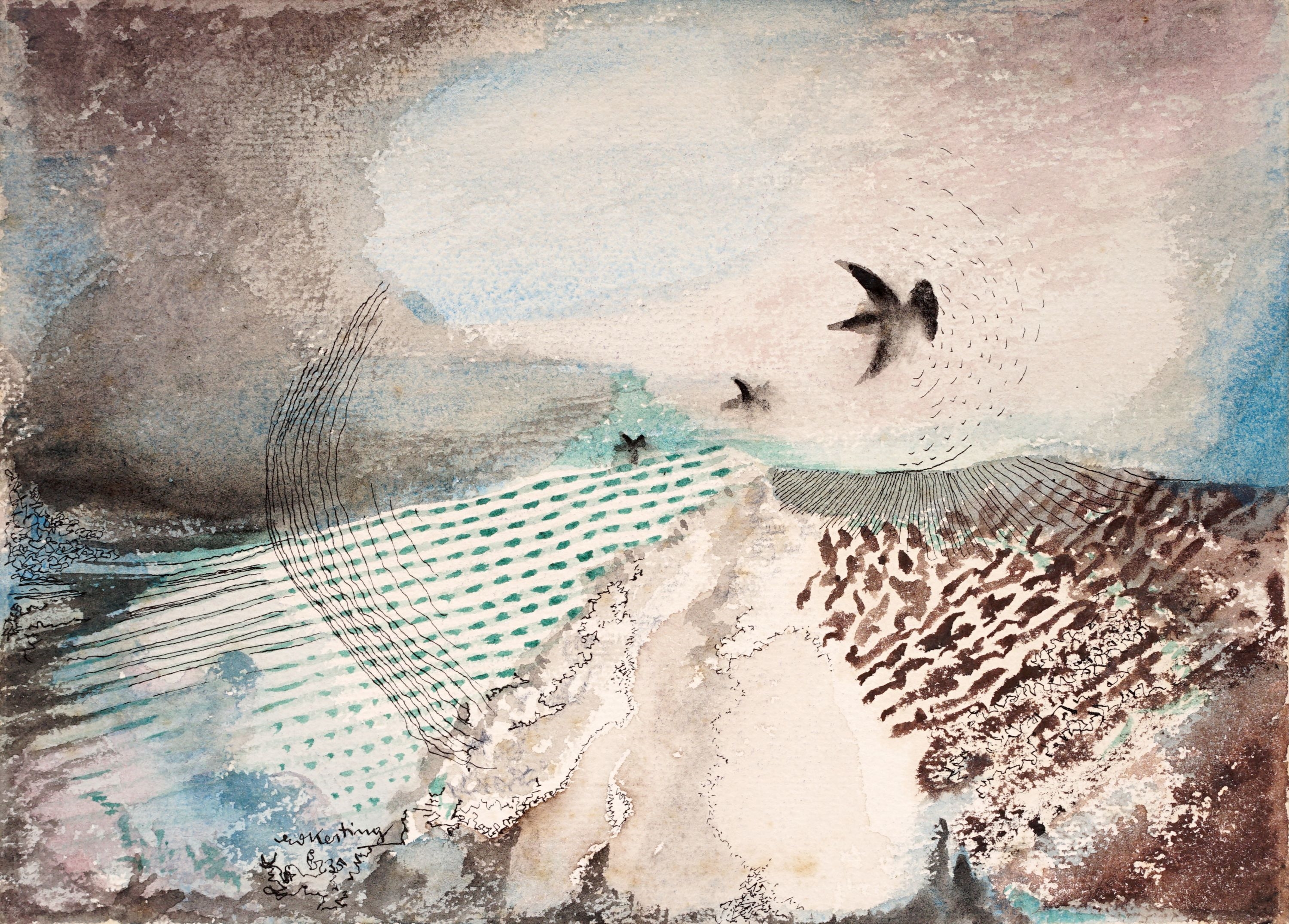 Edmund Kesting | Krähen auf dem Feld (1935) | MutualArt