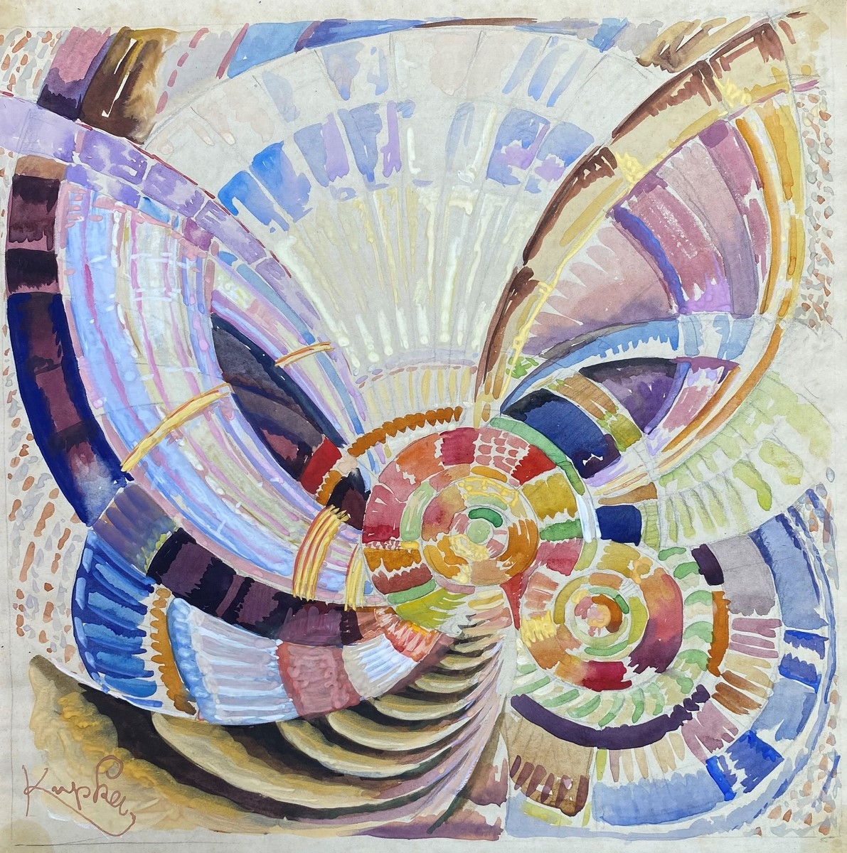 Artwork by František Kupka, Abstract composition, Made of Watercolor on paper