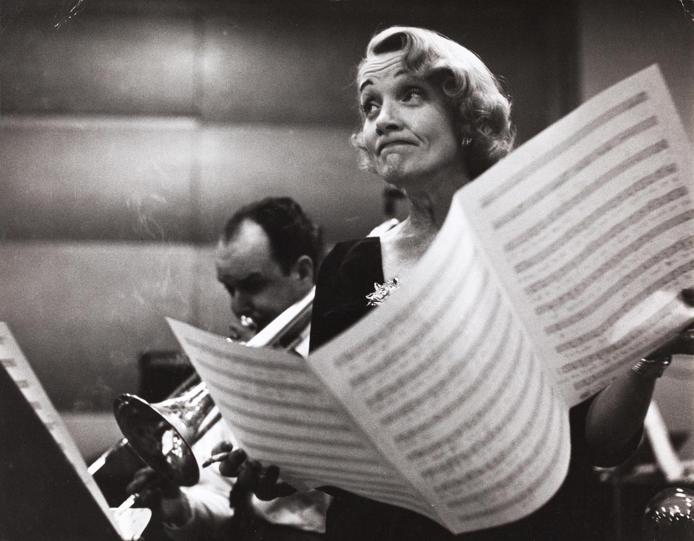 Marlene Dietrich recording, New York by Eve Arnold, 1952
