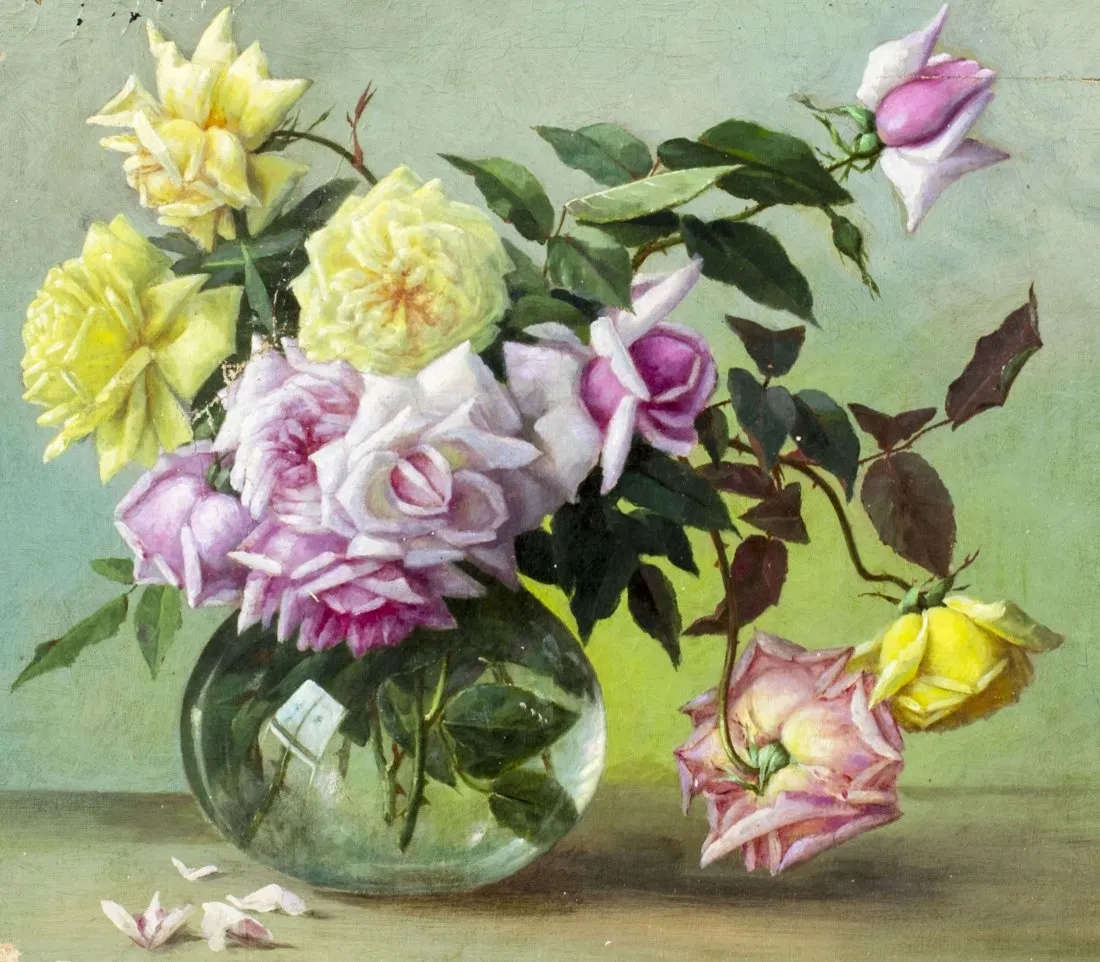 Clarence La Verne Butler Still Life with Roses MutualArt