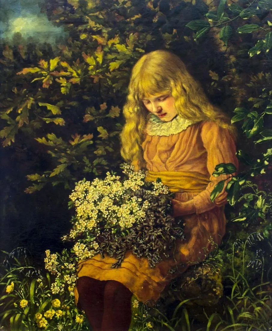 Artwork by William H. Snape, Picking Wild Flowers, Made of oil on canvas