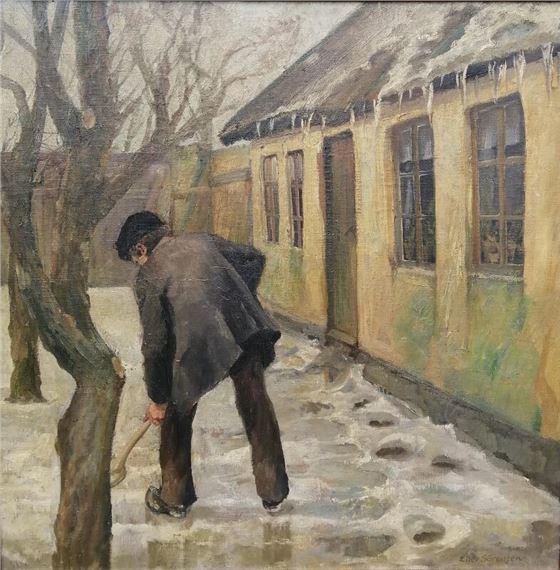 Man shoveling snow by Eiler Sørensen