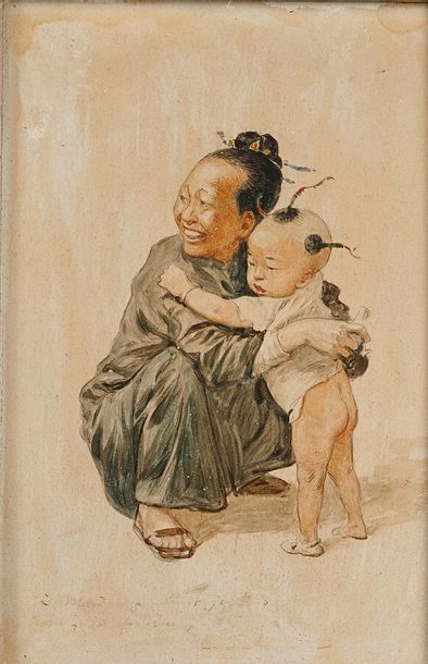 Chinoise et son enfant - Louis Sabattier