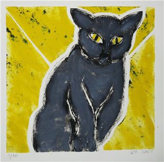 Cat with yellow eyes - Sophie Sainrapt