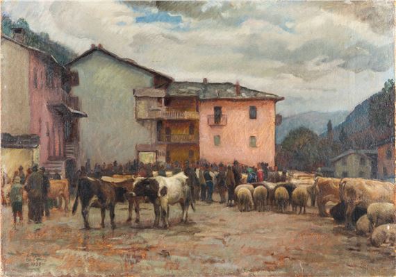 Fiera bovina a Paesana by Giulio Boetto, 1928