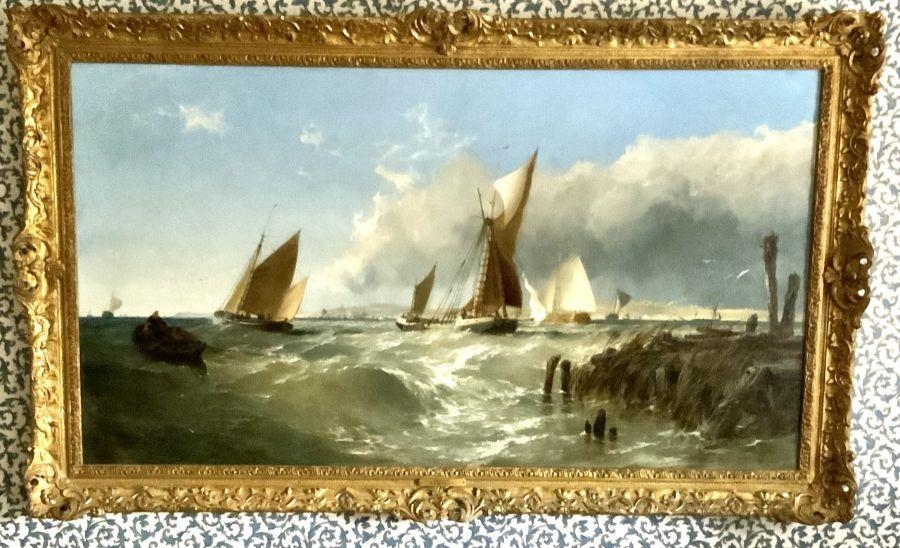 Edmund John Niemann Fishing boats off the coast, a view of Gravesend