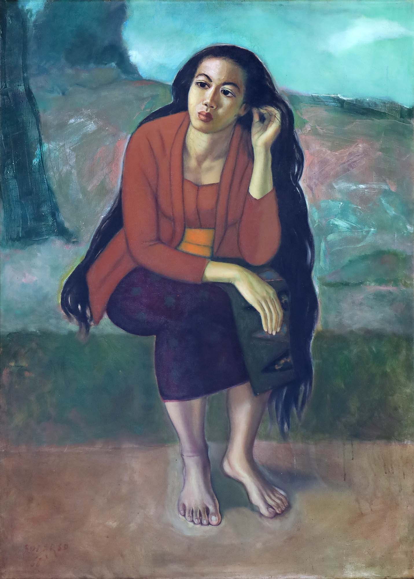 Sudarso | SUDARSO | Mengurai Rambut (1966) | MutualArt