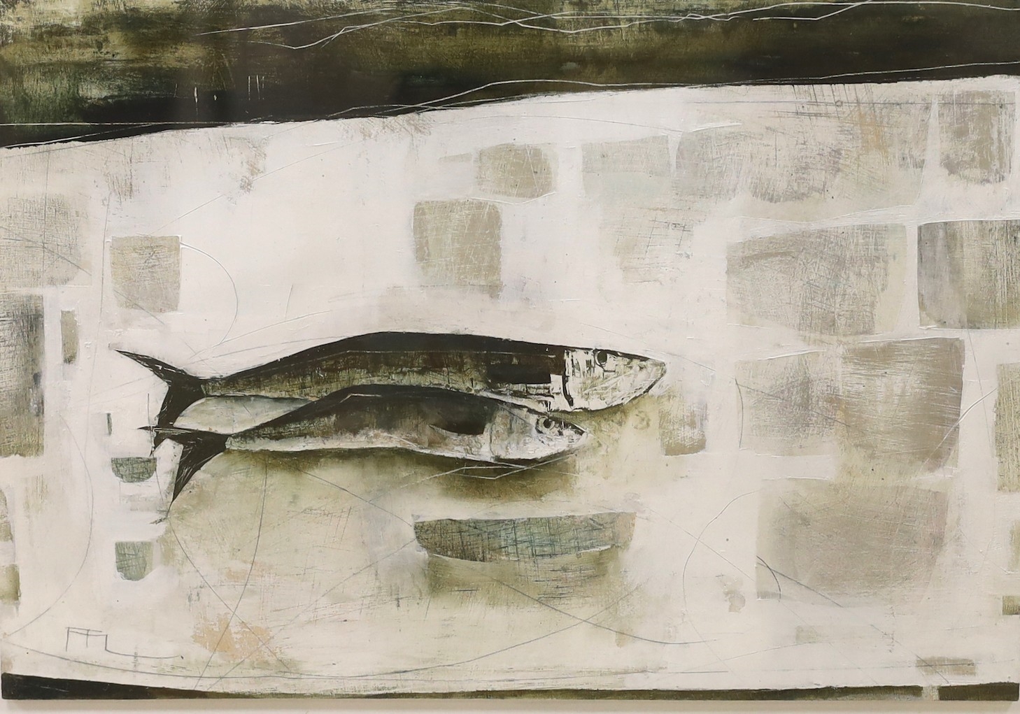 Artwork by Ffiona Lewis, 'Fish', Made of oil and pencil on board